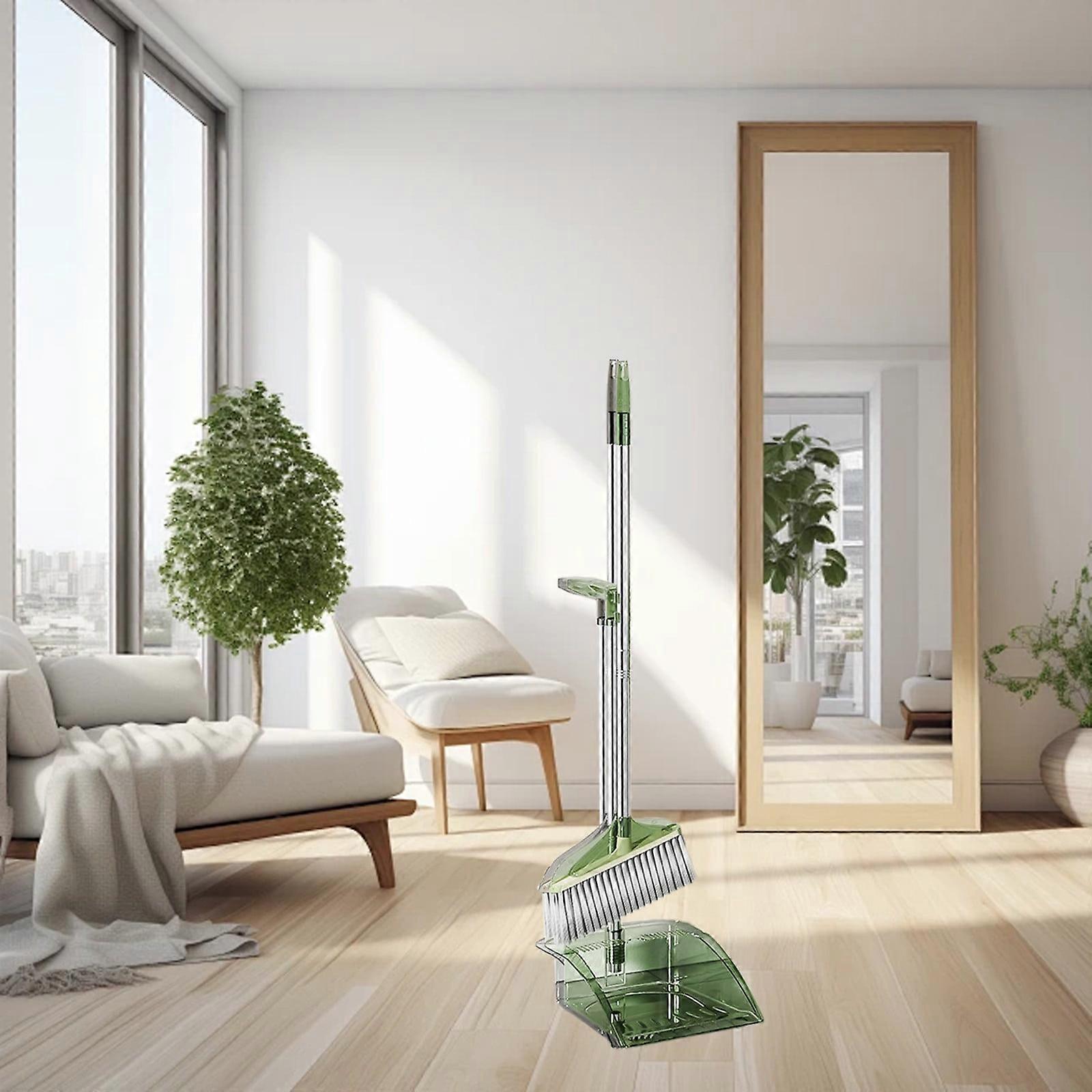 Upright Long Handle Broom & Dustpan Set for Home, Foldable Dog Poop Scoop, Sturdy Pet Waste Basket, High Strength with Spring