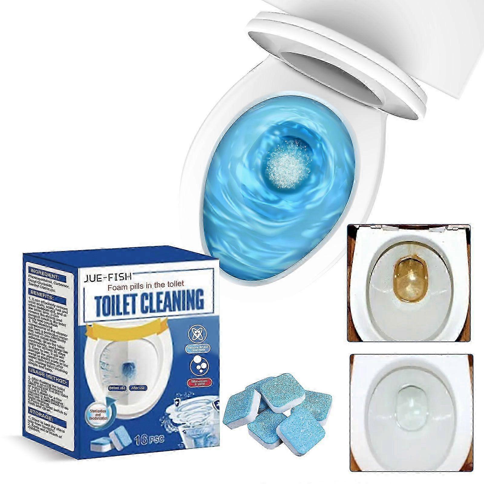 Powerful Toilet Effervescent Tablets  16 Pack for Deep Cleaning, Odor Removal  Bacteria Elimination  Easy, Fast Stain  Rust Removal for a Fresh, S