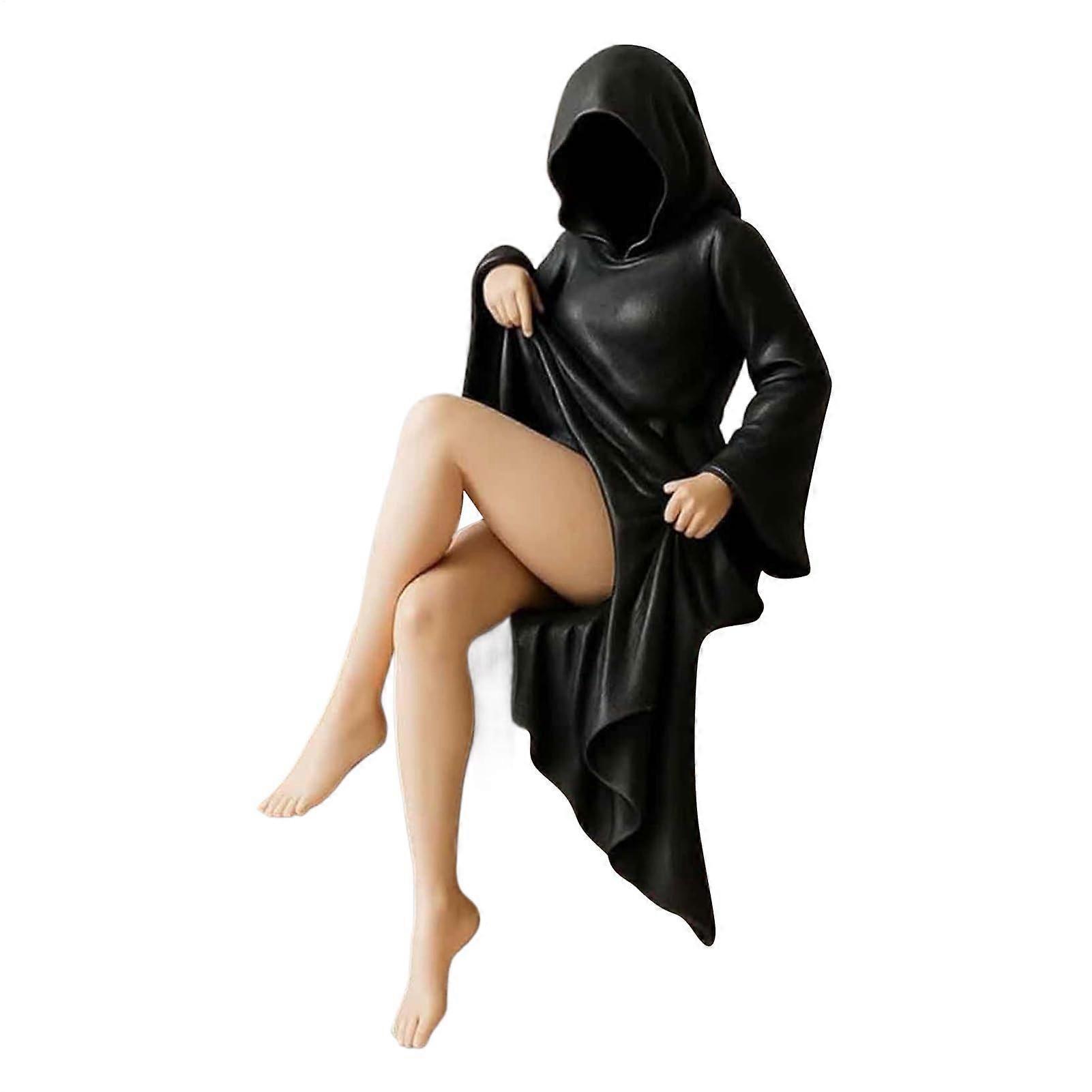 Mysterious Statue 15CM Black Robe Queen Figurine Gothic Resin Model for Dark Home Decor and Bookshelf Decoration