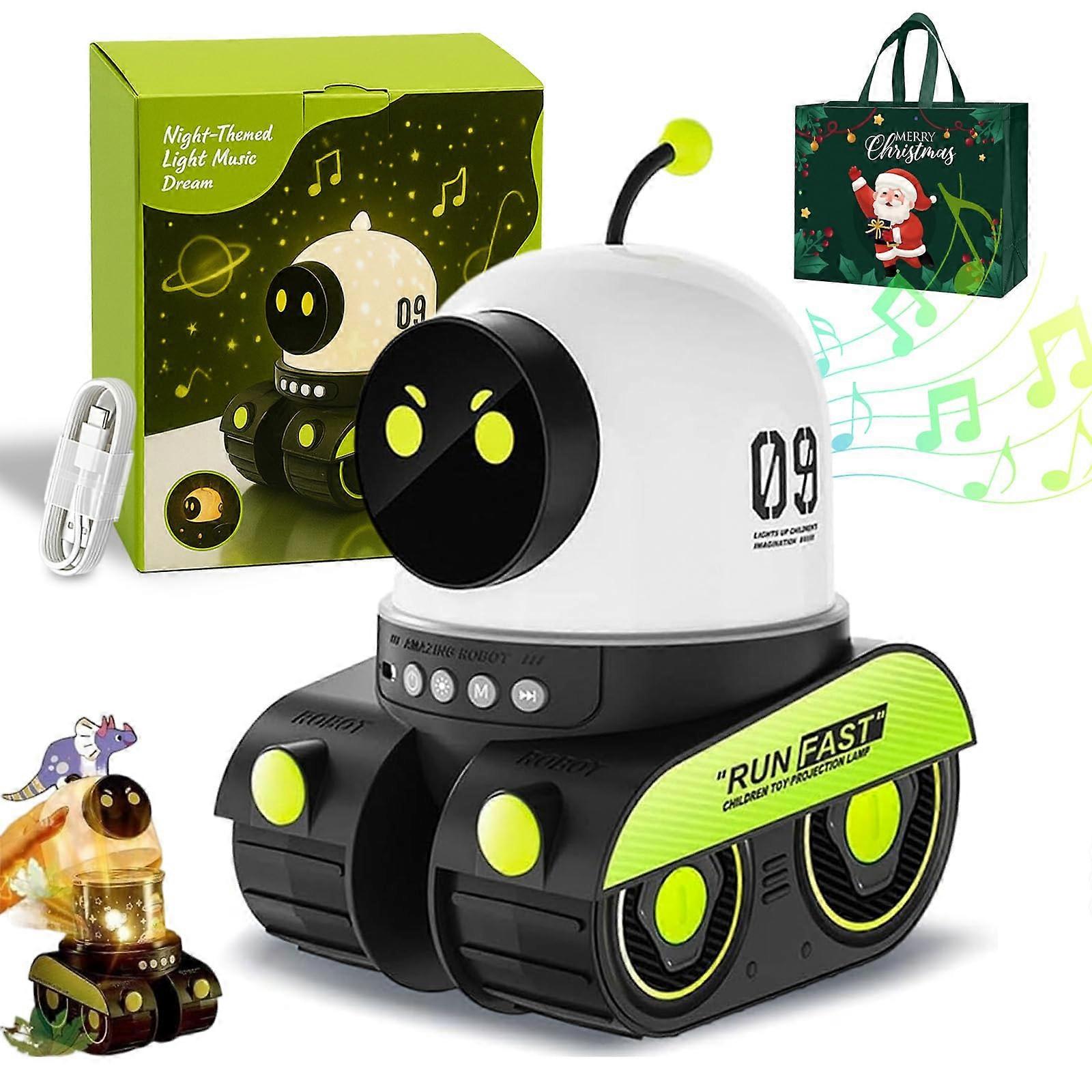 Kids Night Light Projector with 21 Slides, 360° Rotation and Music, Cartoon Starry Sky Lamp for Bedroom