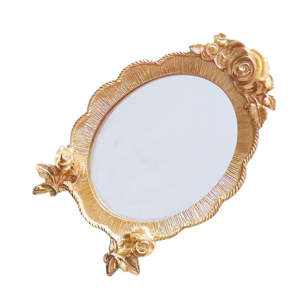 Vintage Standing Makeup Mirror with Lights, Small Desktop Vanity Mirror, Clear Reflection Surface