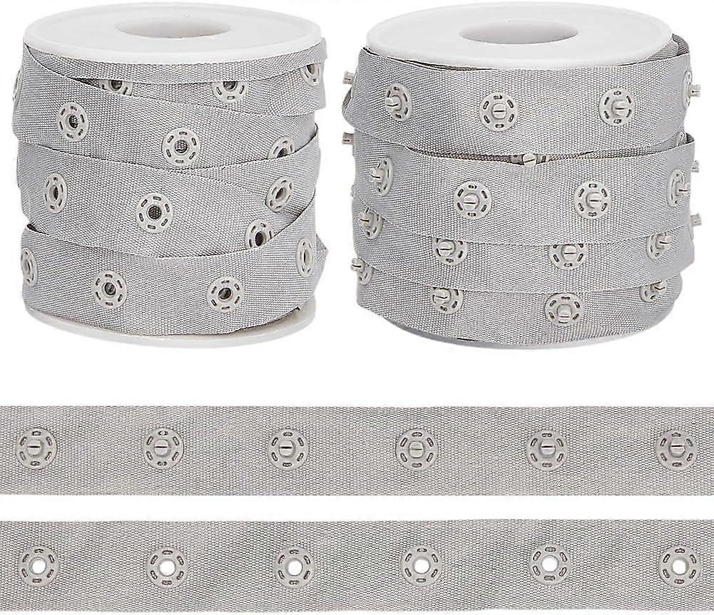10 Yards Gray Snap Tape for Sewing 0.7 Inch Wide Polyester Crafts Plastic Snap Tape Trim Snaps for Sewing Fastener Button Strips Snap Tape Button Tape