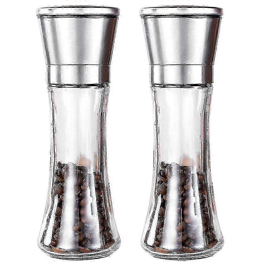 Two-Pack Salt and Pepper Grinders, Adjustable Coarseness and Refillable Design