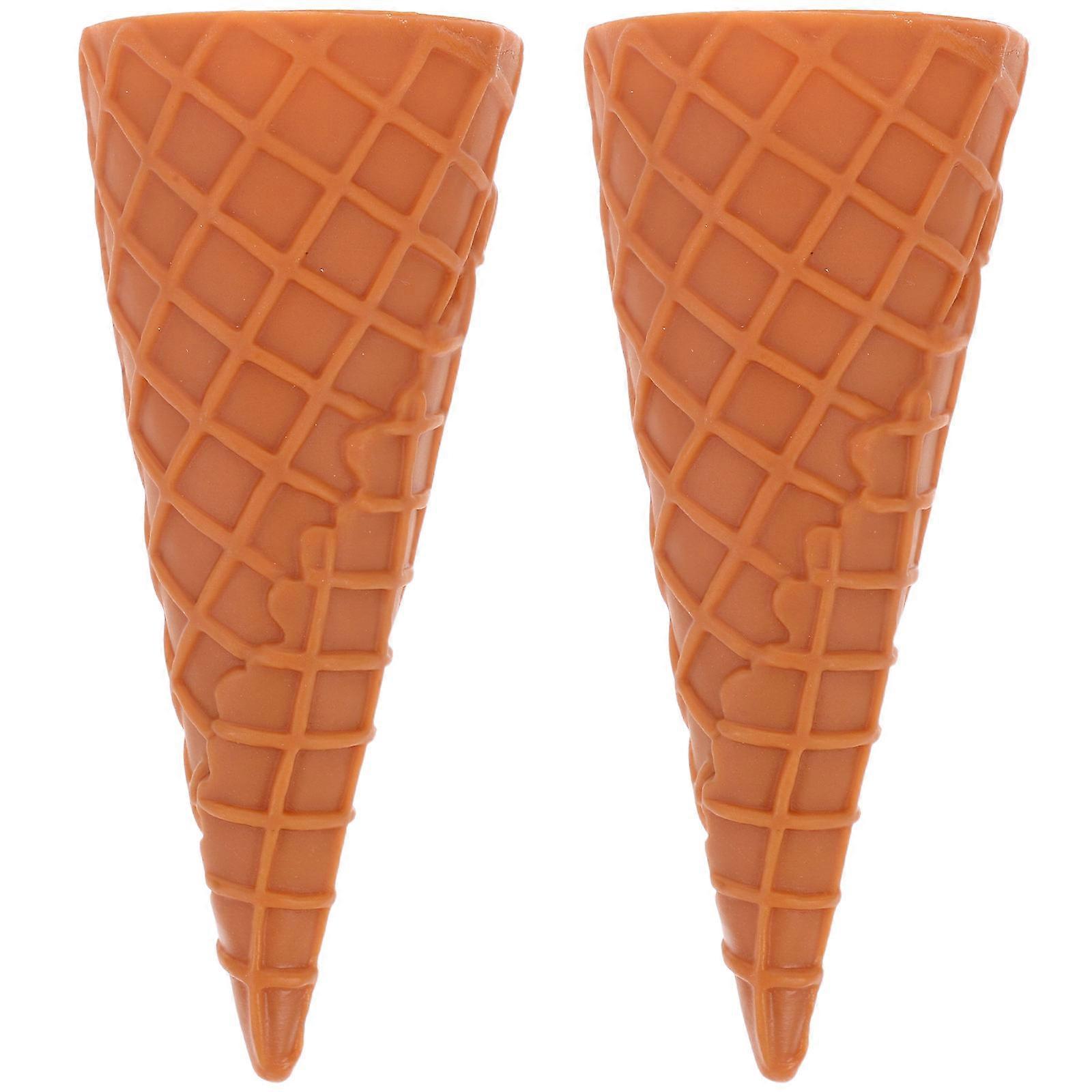 Artificial Ice Cream Cone Simulation Food Toy for Playing 2Pcs Chocolate