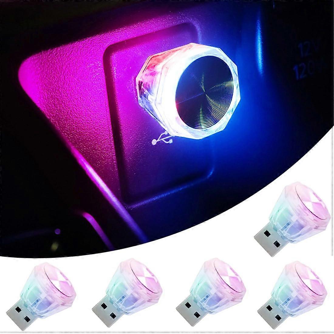 USB Ambient Light 5PCS RGB LED Mini Strobe Lamp PlugandPlay for Car Home Party Decoration