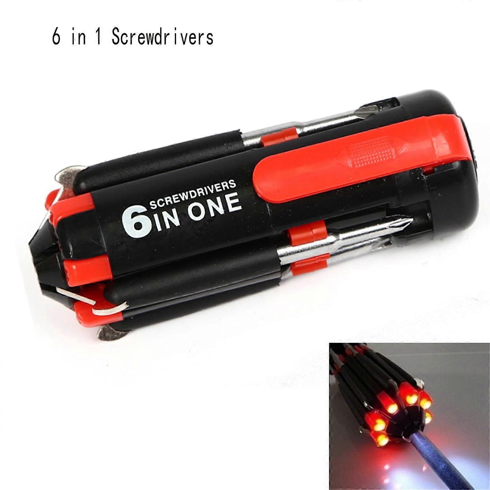 Cailmei New Multi-Functiona 6 In1 Multi Screwdriver With 6 Led Torch Hand Repair Tools Colorful Free Size