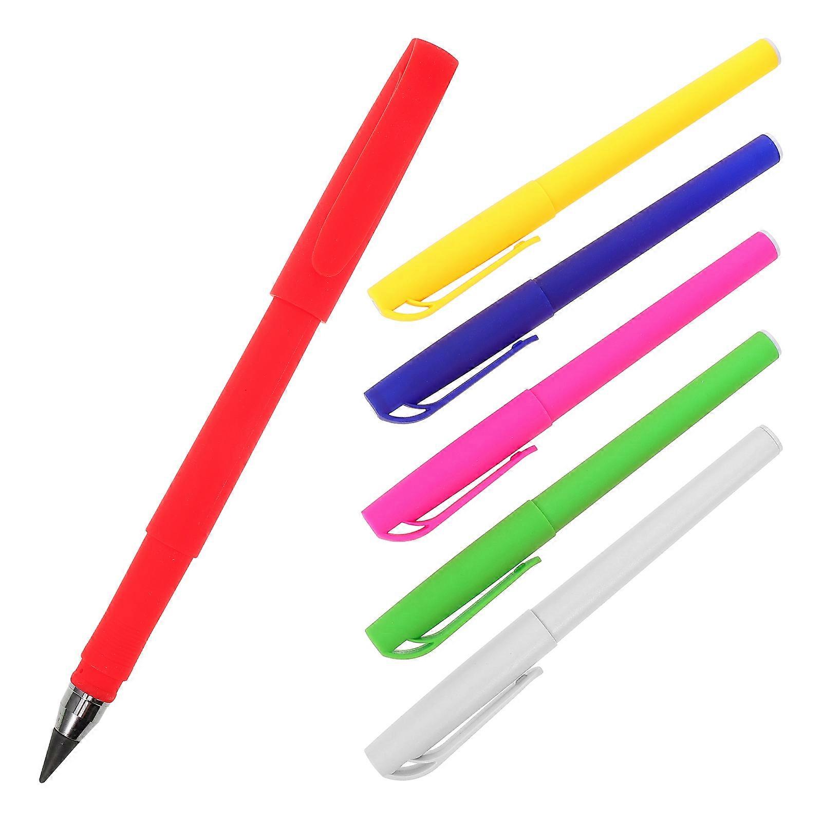 6Pcs Reusable Everlasting Pencils No Sharpening Assorted Color Plastic for Students and Daily Use