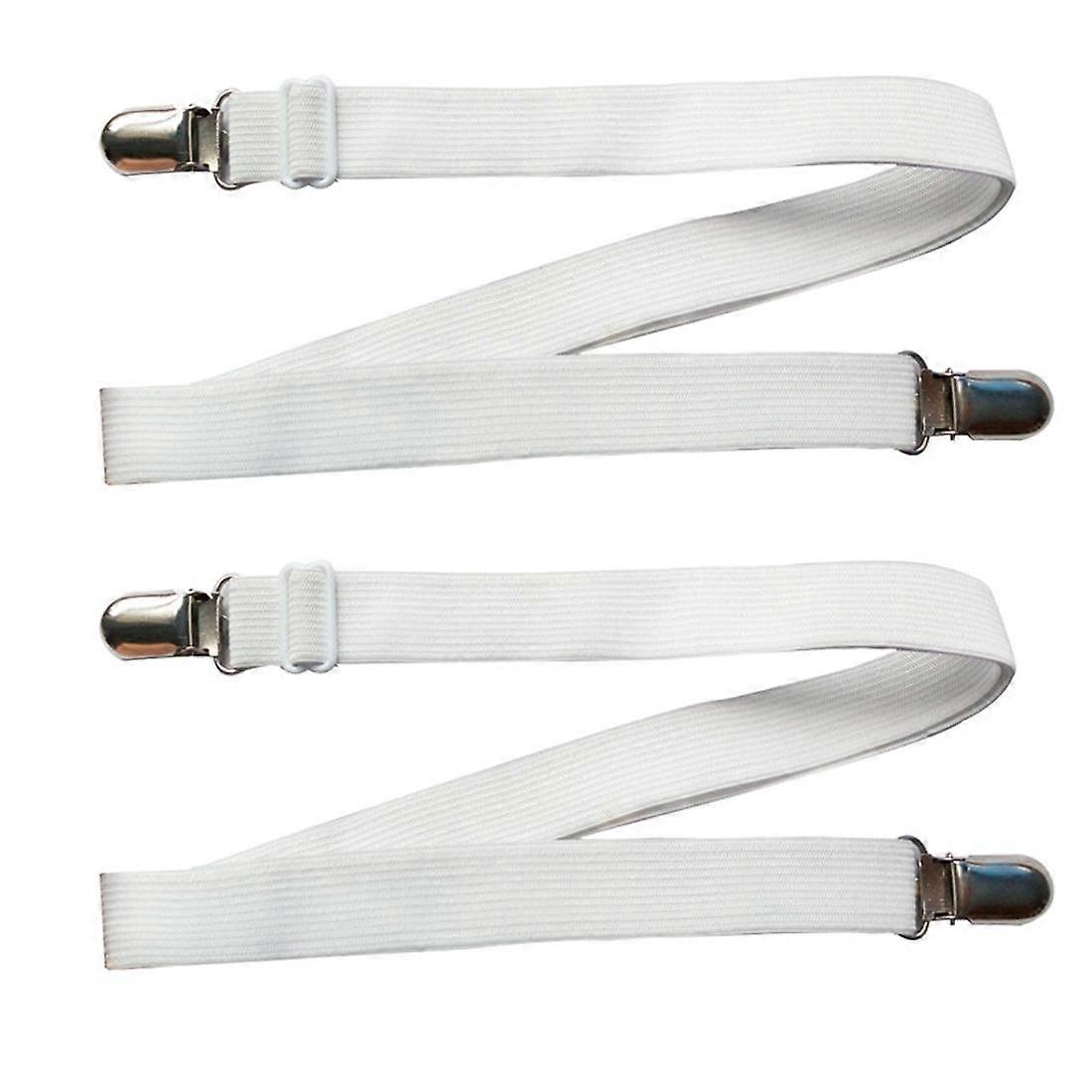 Adjustable Bed Sheet Straps with Sturdy Metal Clips, Elastic Holders for Secure Mattress Fit 2Pack