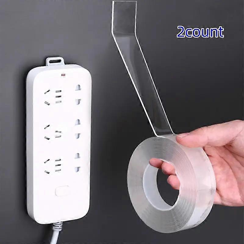 Clear Double Sided Nano Tape, 2 Counts Reusable Strong Adhesive Tape, Multipurpose Removable Washable Transparent Tape for Home Office