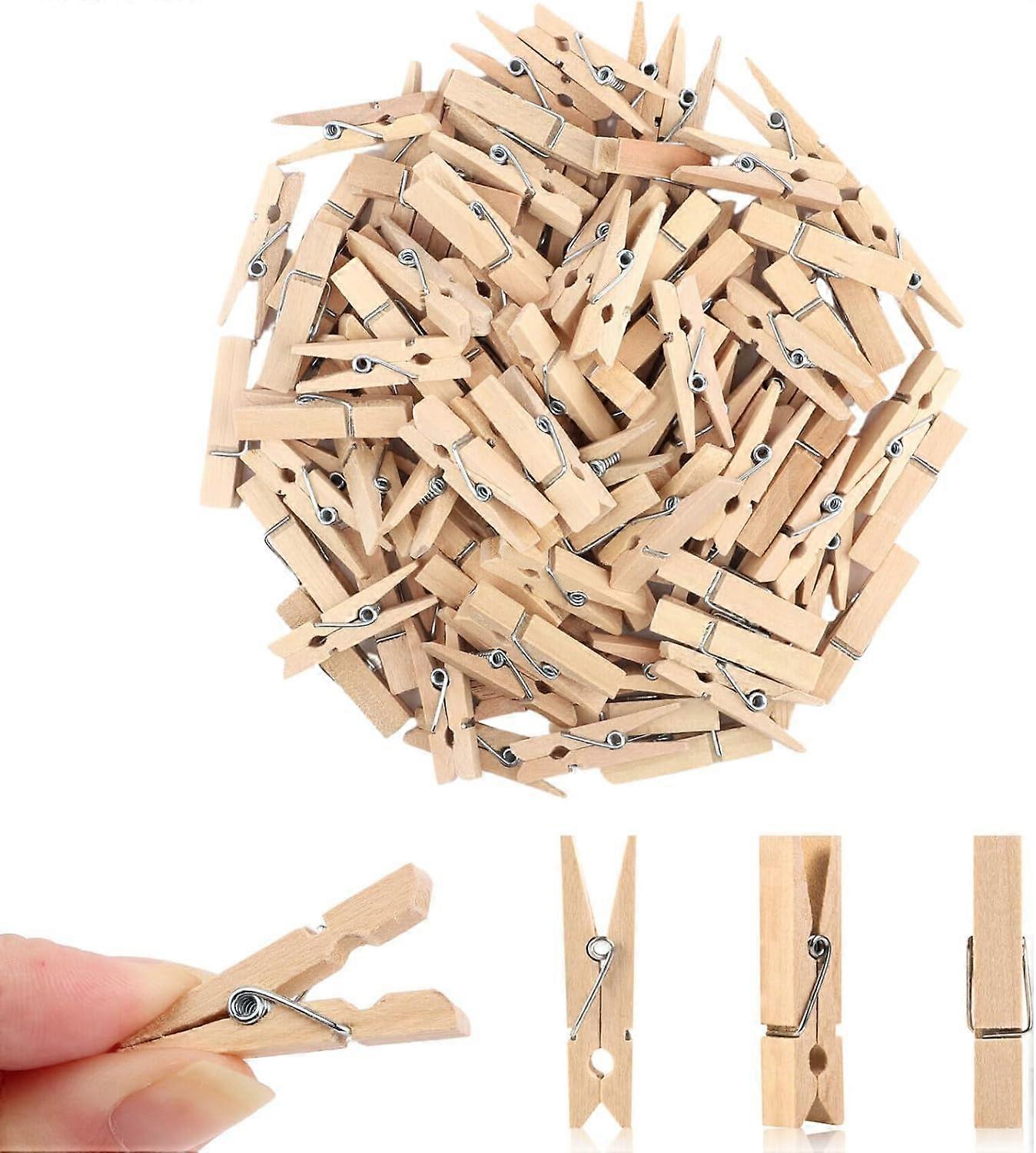 Mini Clothespins Wooden 100PCS with Storage Bag for Crafts Photos Display Secure Windproof Grip