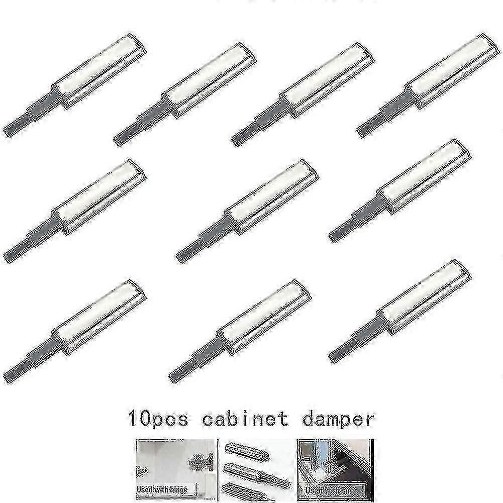 10-Pack Push-Open Drawer & Cabinet Door Latch Kit with Damper Bumper -