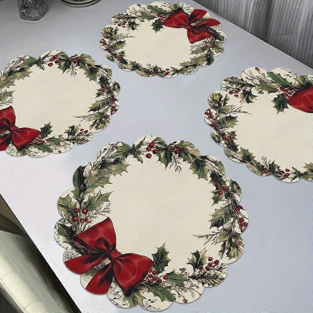38cm Table Mats Round Christmas Decor Tablecloth Creative Christmas Placemat