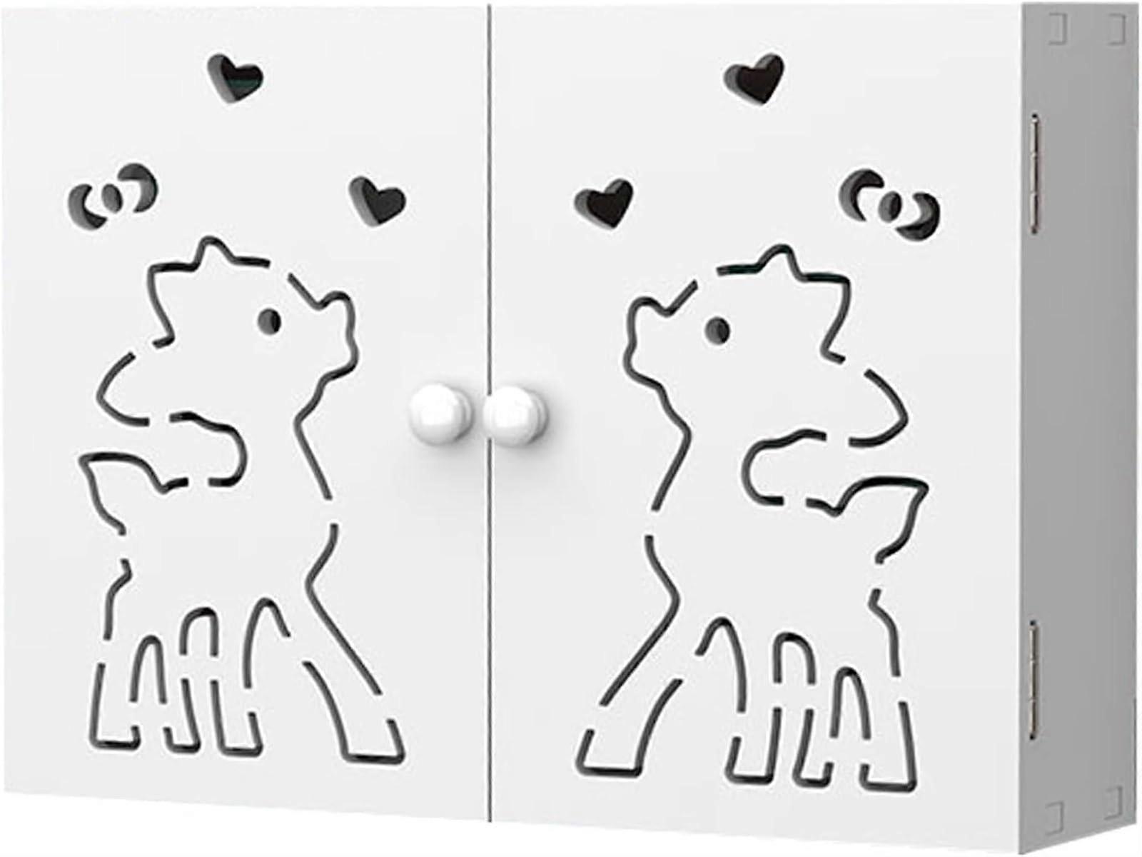 Wooden WiFi Router Storage Box with Cable Management, Wall Mount Shelf for Home and Office