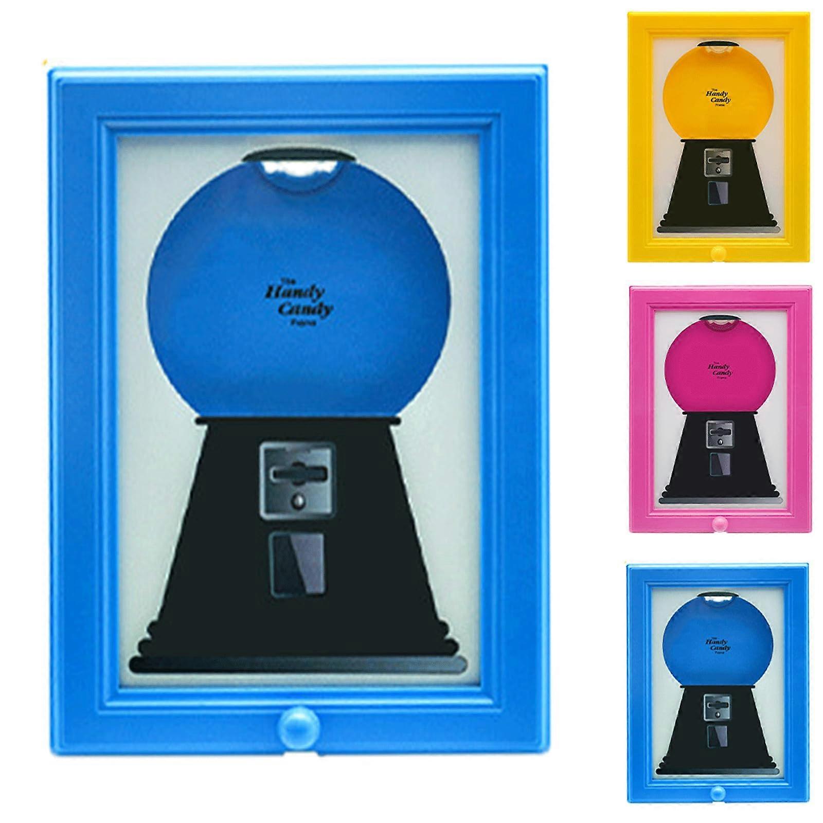 Candy Dispenser with Photo Frame, Wall Mounted Gumball Holder, 2 in 1 Decoration, Blue