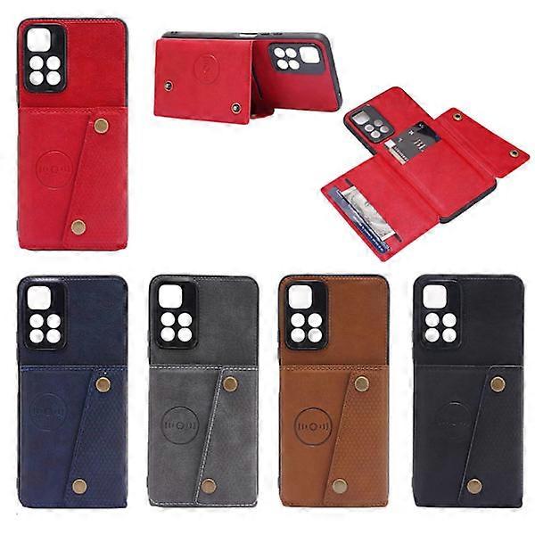 Compatible with Xiaomi Redmi Note 11 - Case with Card Holder Red