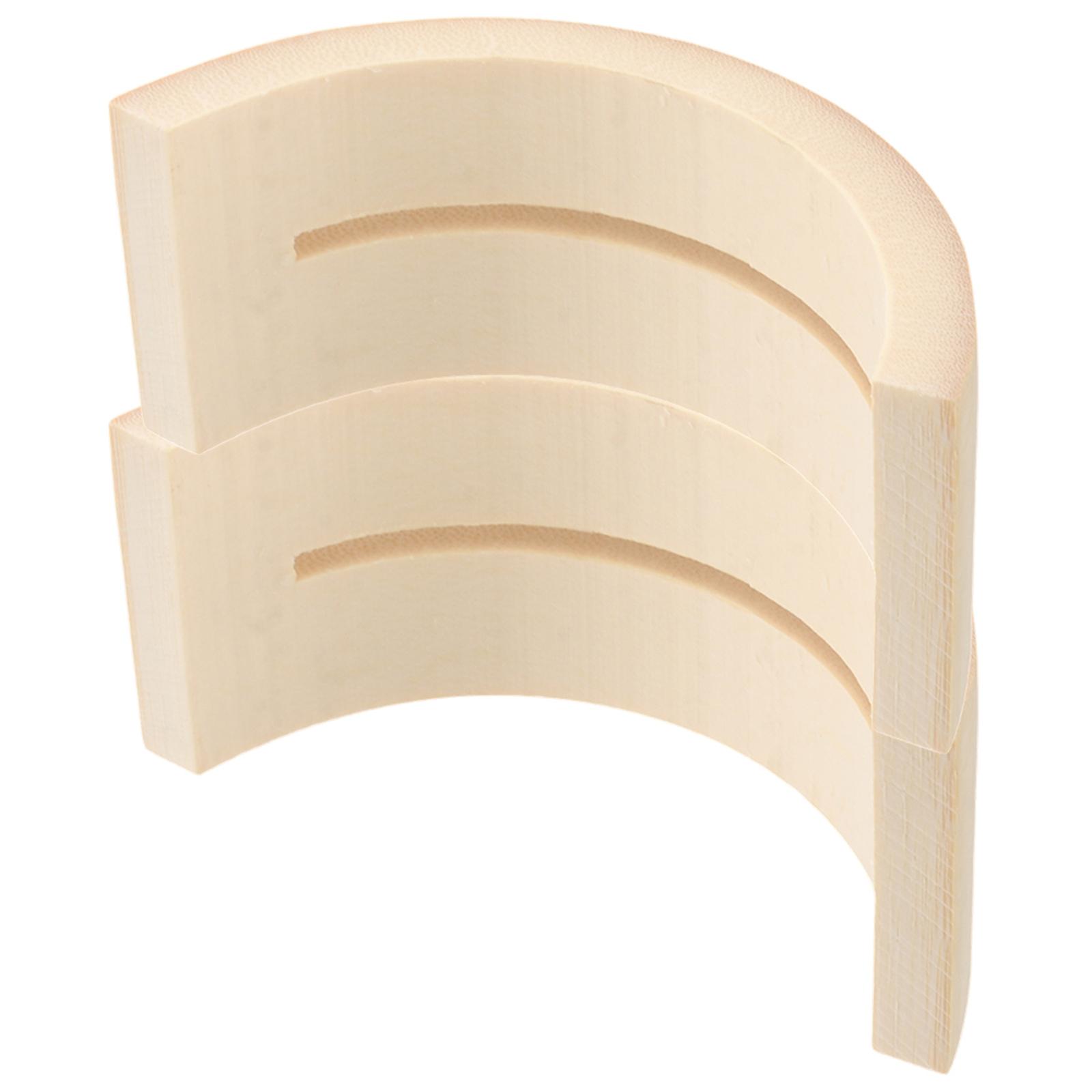 Fan Display Bamboo Semicircle Shelf Stand for 2Pcs Round Fan Storage Use