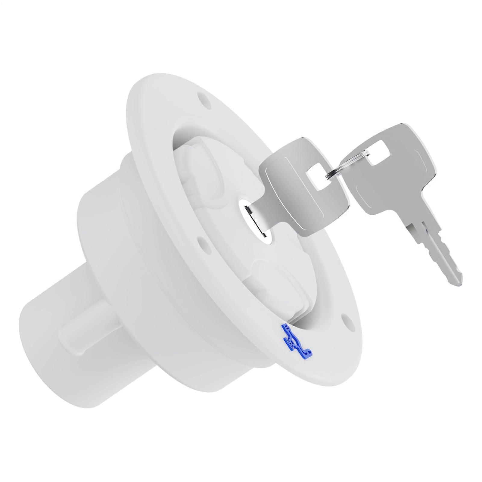 Lockable RV Fresh Water Inlet with Keys, Tilted LeakProof Dustproof Trailer Connection White