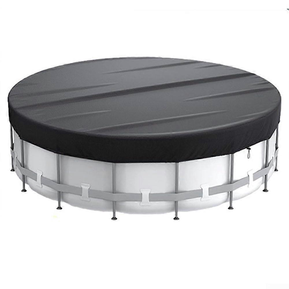 Round Above Ground Solar Pool Cover with Drawstring, UV Resistant 210D Polyester, Foldable Dust Protection, 6FT Silver Black