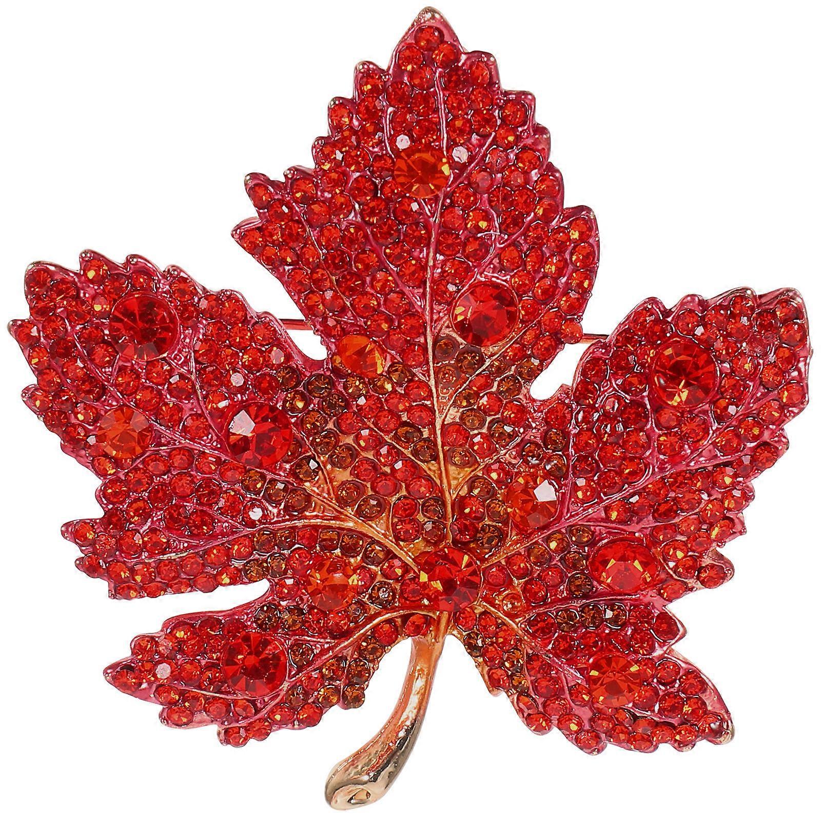 Orange Maple Leaf Brooch for Clothes Decoration Elegant Pin