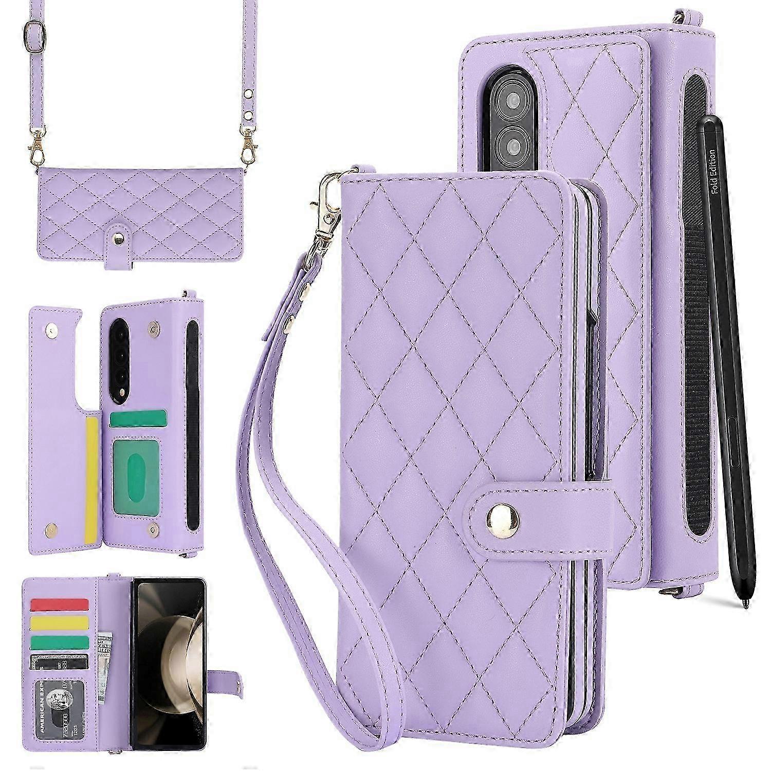 Crossbody Multifunction Rhombic Leather Phone Case 25-26