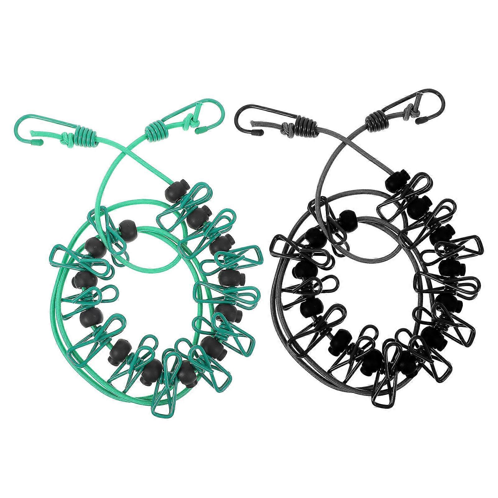 Windproof Clothesline Telescopic Outdoor Drying Ropes 2Pcs with Non Slip