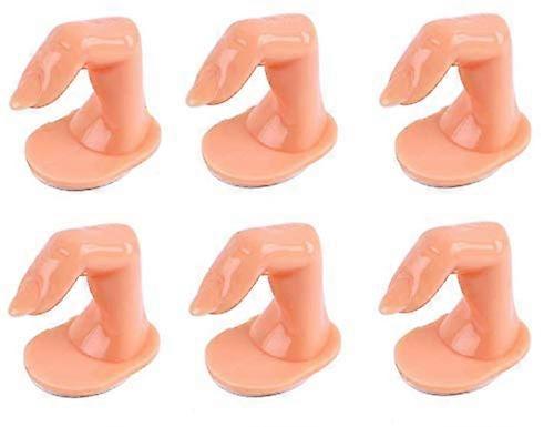 6PCS Reusable Nail Art Practice Fingers with Adhesive Base for Training and Display