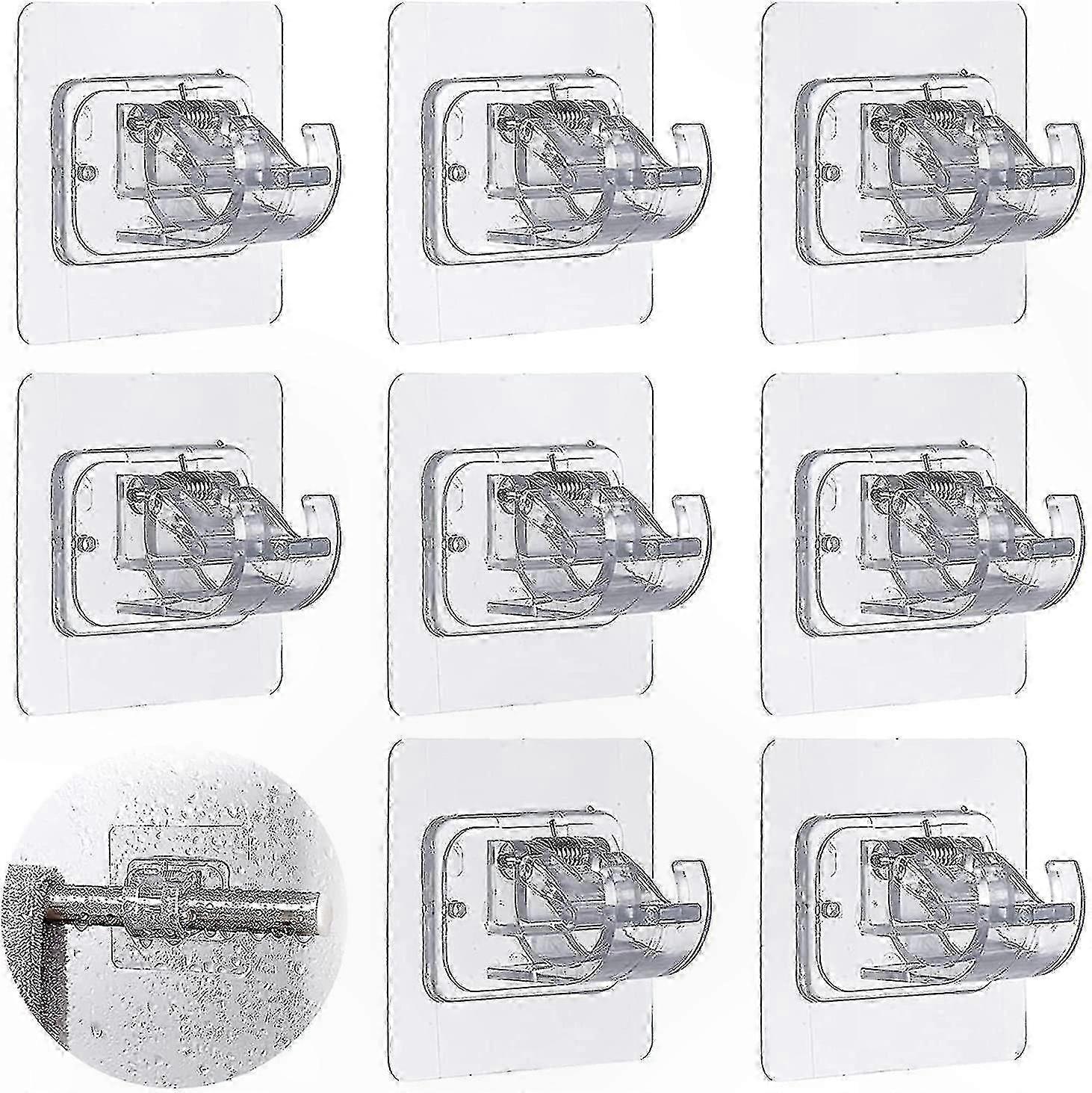 No Drill Curtain Rod Holders, 8-Pack Adhesive Hooks