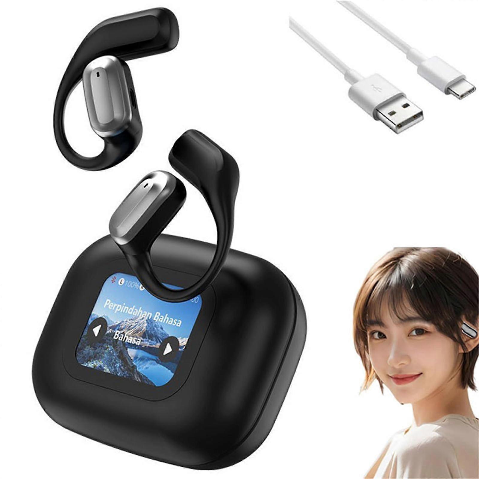 Language Translator Earbuds with AIPowered Real Time Translation, Wireless Bluetooth, Black