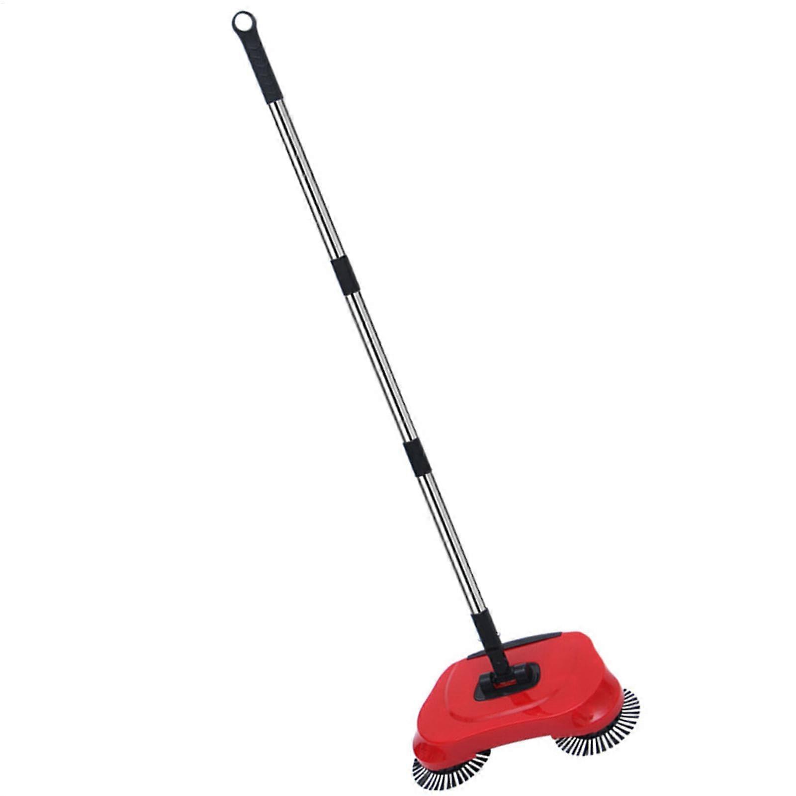 Manual Floor Sweeper with Adjustable Handle Length, Easy Clean MultiPurpose Household Broom Red