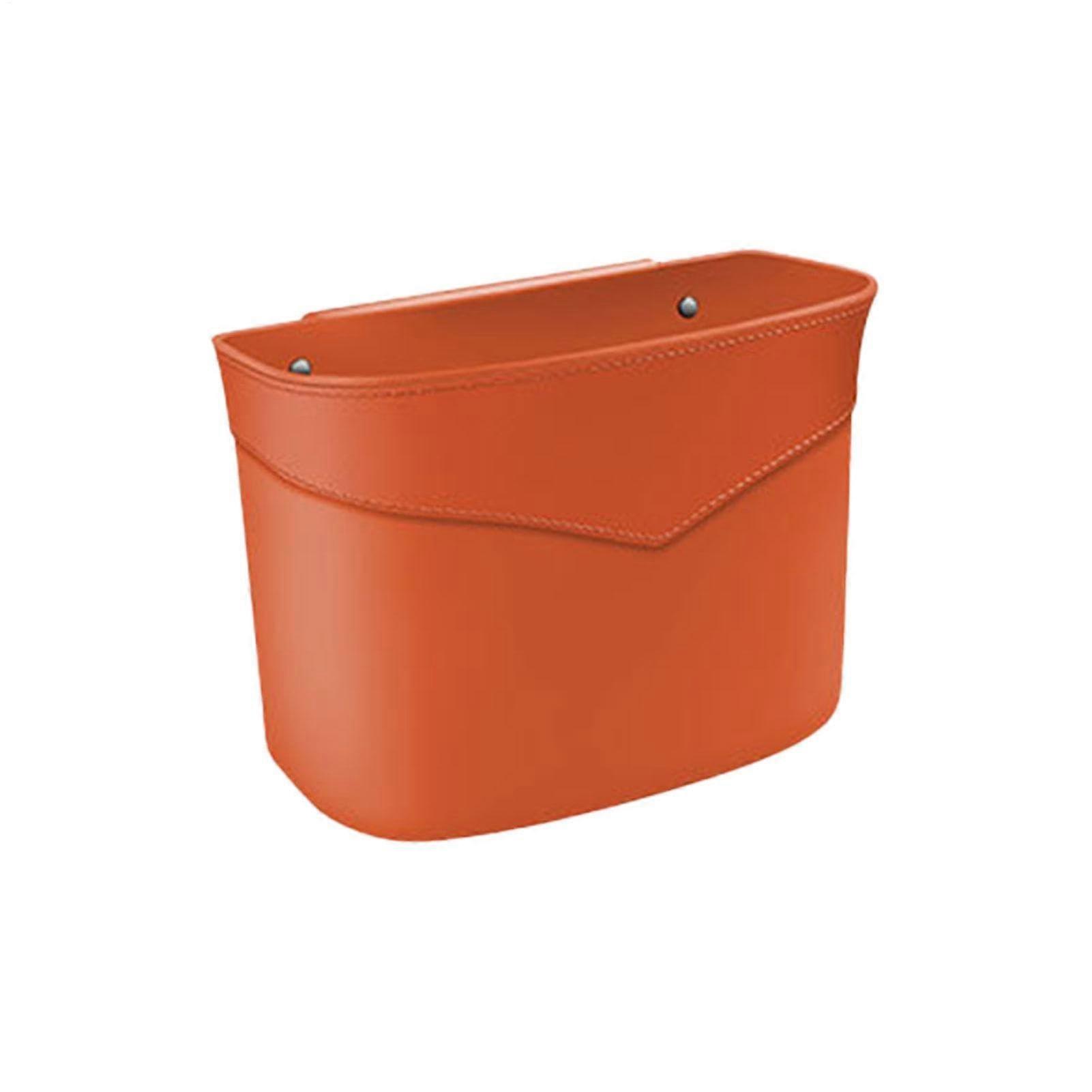 Waterproof Car Trash Can with Lid, LeakProof Garbage Bin for SUV RV, SpaceSaving Orange Container