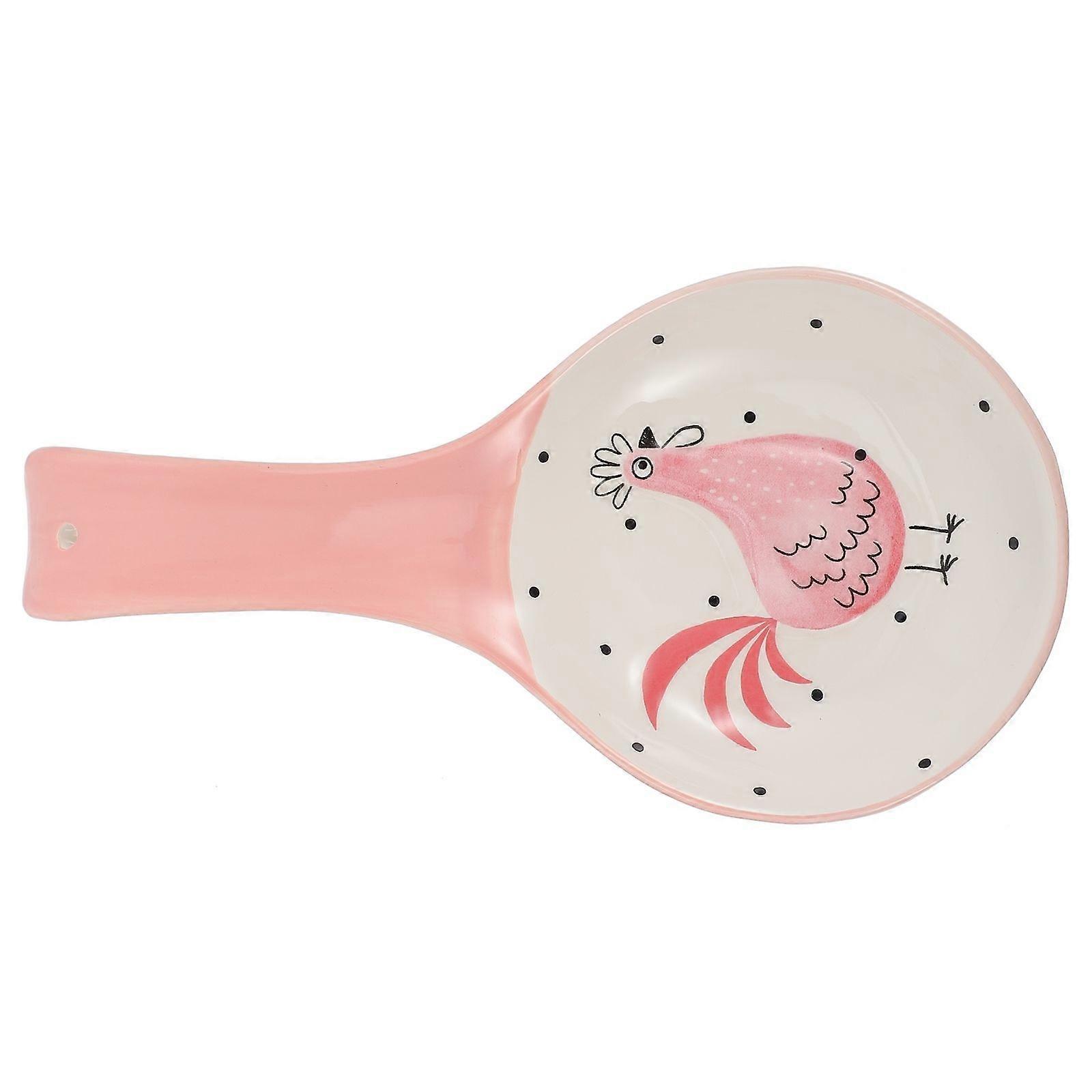 1Pc Ceramic Spoon Rest Practical Kitchen Utensil Holder Spoon Rack (Pink)