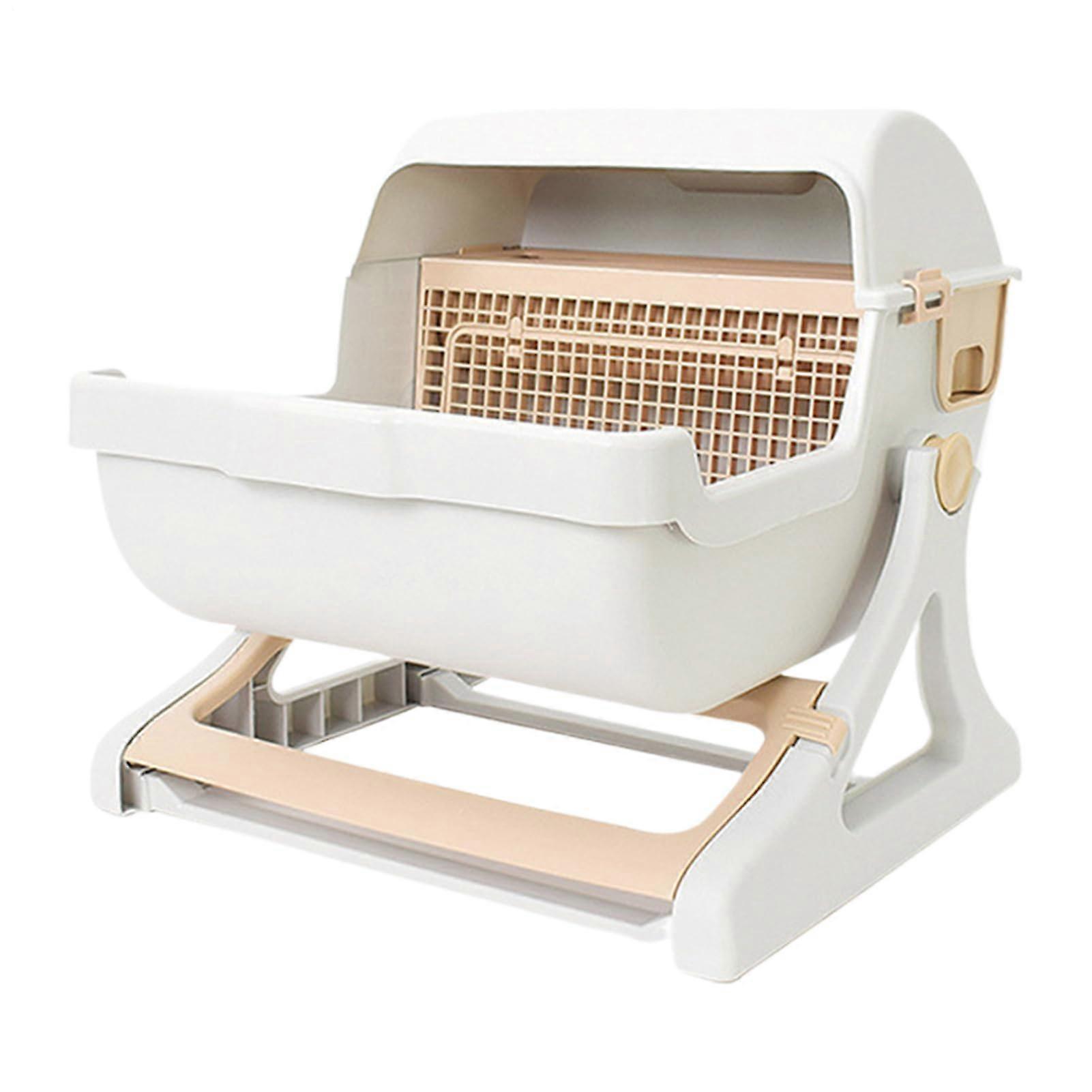 Self Cleaning Cat Litter Box with Deodorizer, Large Open  for Multiple Cats, SemiAutomatic Cleaning