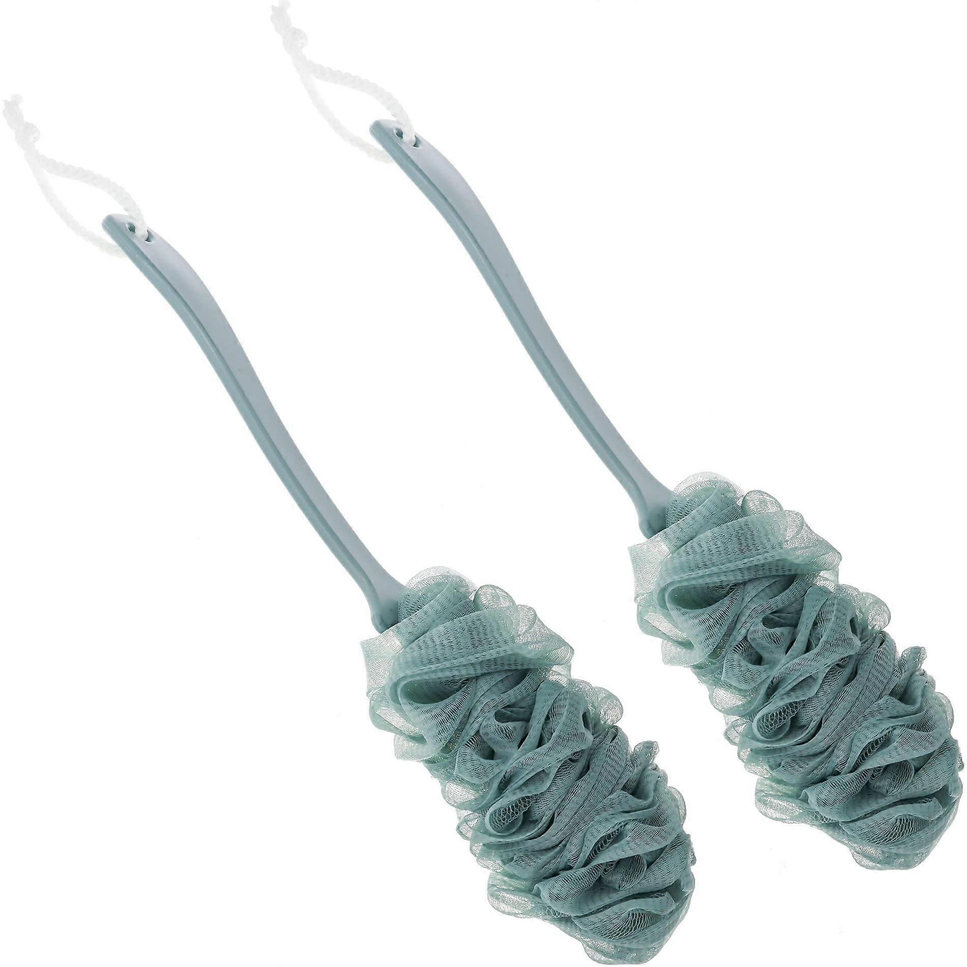 Loofah Back Scrubber with Long Handle, Exfoliating Bath Sponge for Shower, 2 Pack Green