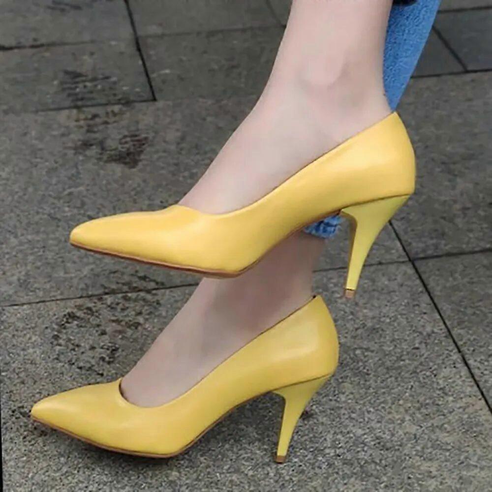 Yellow Low Heel Pumps for Women MA-017