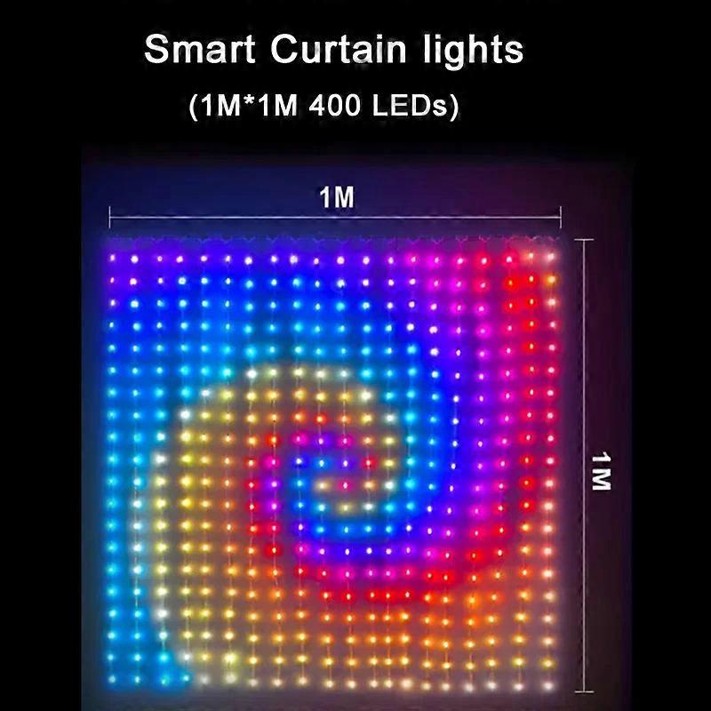 400 Led Smart Curtain Lights, Bluetooth App-controlled Rgb String, Music Sync
