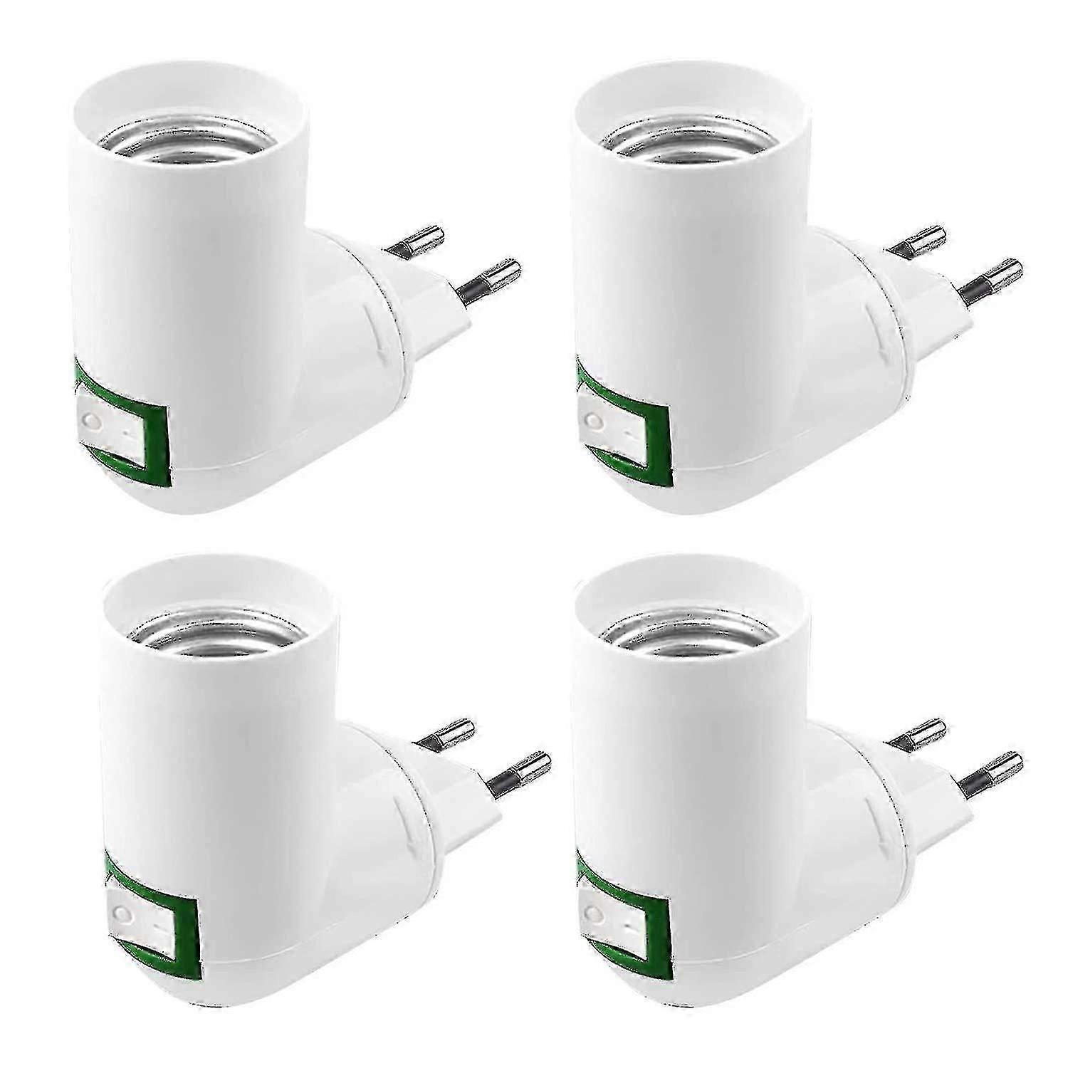 4 Pieces E27 With Switch Construction Socket Ac 220v Electrical Socket For Kitchen Wall Lamp Adapter Led Light Bulb Holder (white)