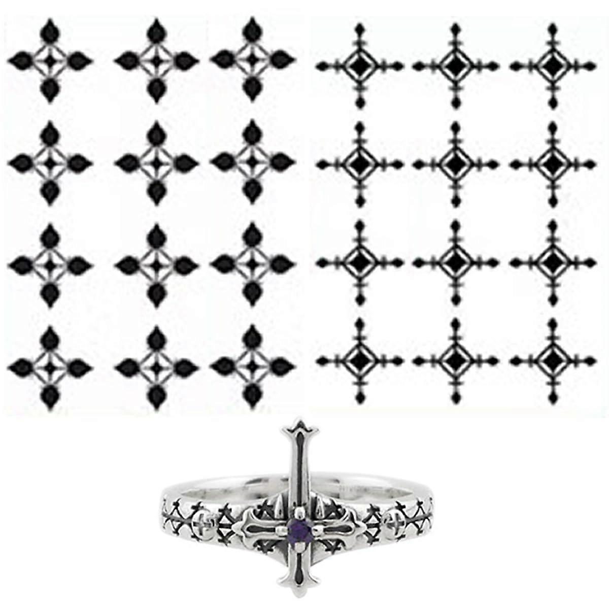 Cosplay Accessories with Forehead Tattoo Sticker and Durable Alloy Ring Set