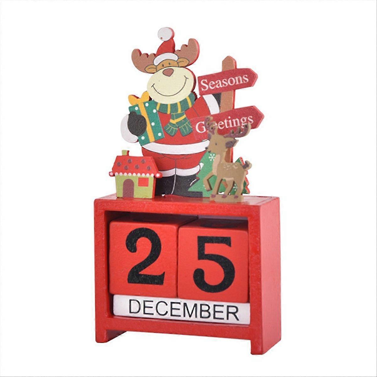 Table Calendar Tabletop Number Date Wooden Blocks Calendar B