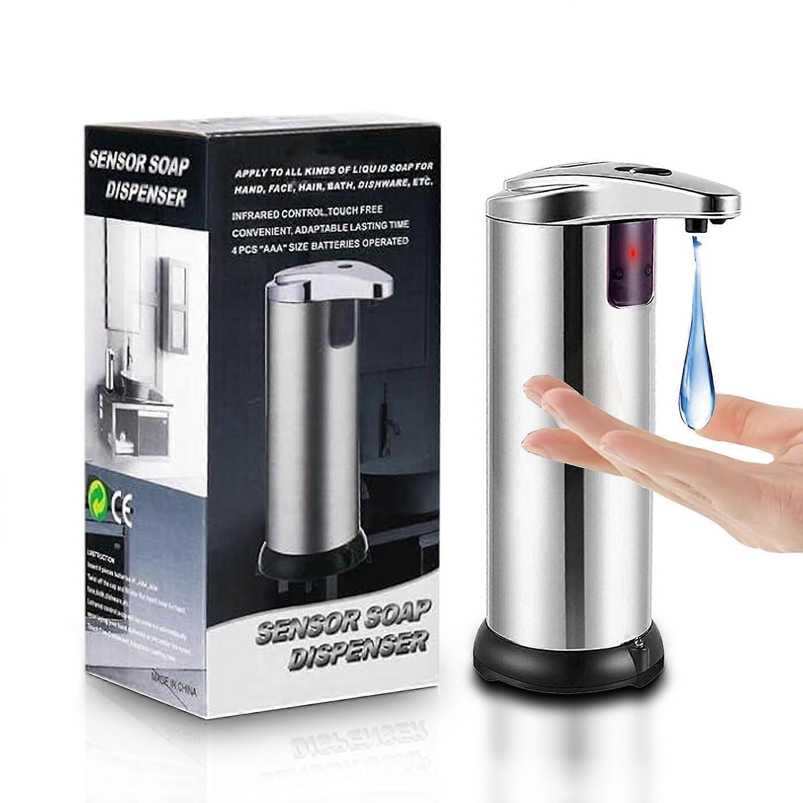 Automatic Soap Dispenser with Infrared Sensor, 260ml Touchless Stainless Steel for Kitchen and Bathroom