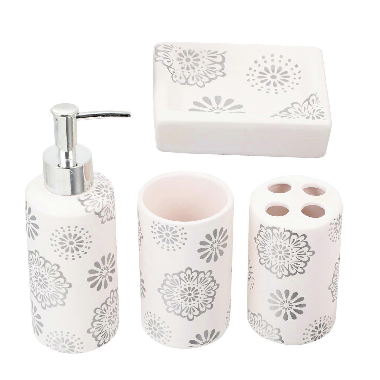 Ceramic Bathroom Washing Supplies Accessory for Storage 4 Pieces Set
