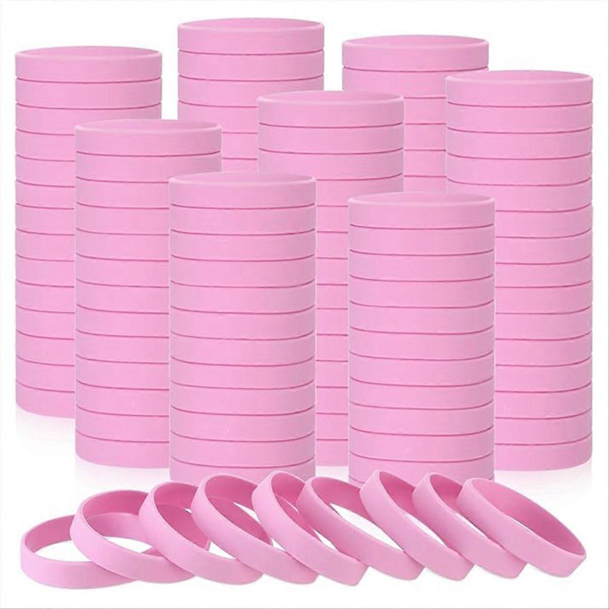 100Pcs Blank Elastic Solid Color Silicone Wristbands Stretch,A