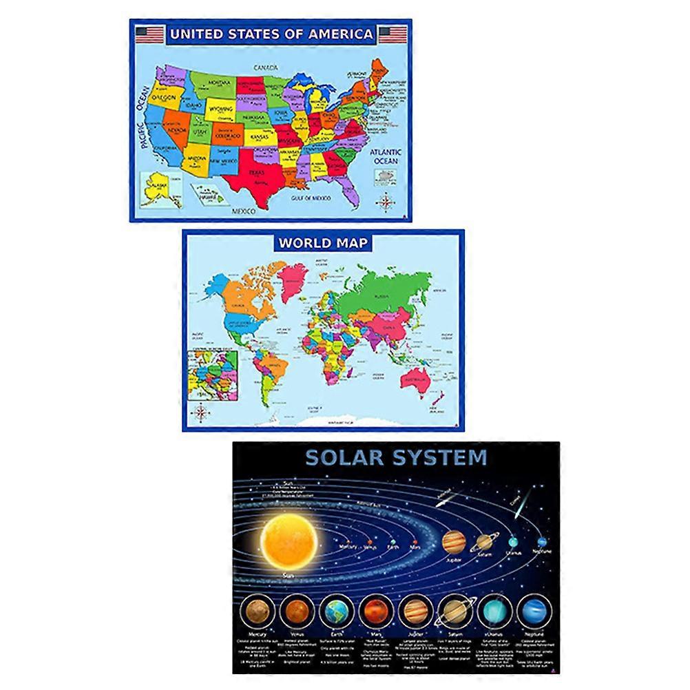Solar System Hanging Map Set for Decoration with 1Set World and Solar System Maps