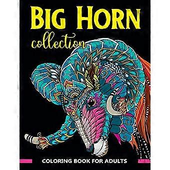 Libro da colorare della collezione Big Horn per adulti: splendido design artistico a tema Big Horn Animals per la cromoterapia e il rilassamento
