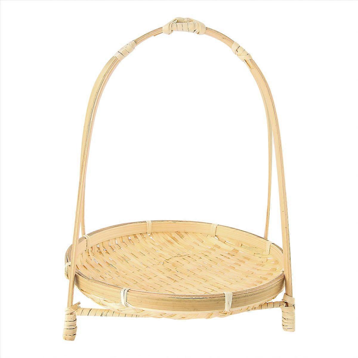 Bamboo Weaving Straw Baskets Fruit Bread Food Storage -Single Layer