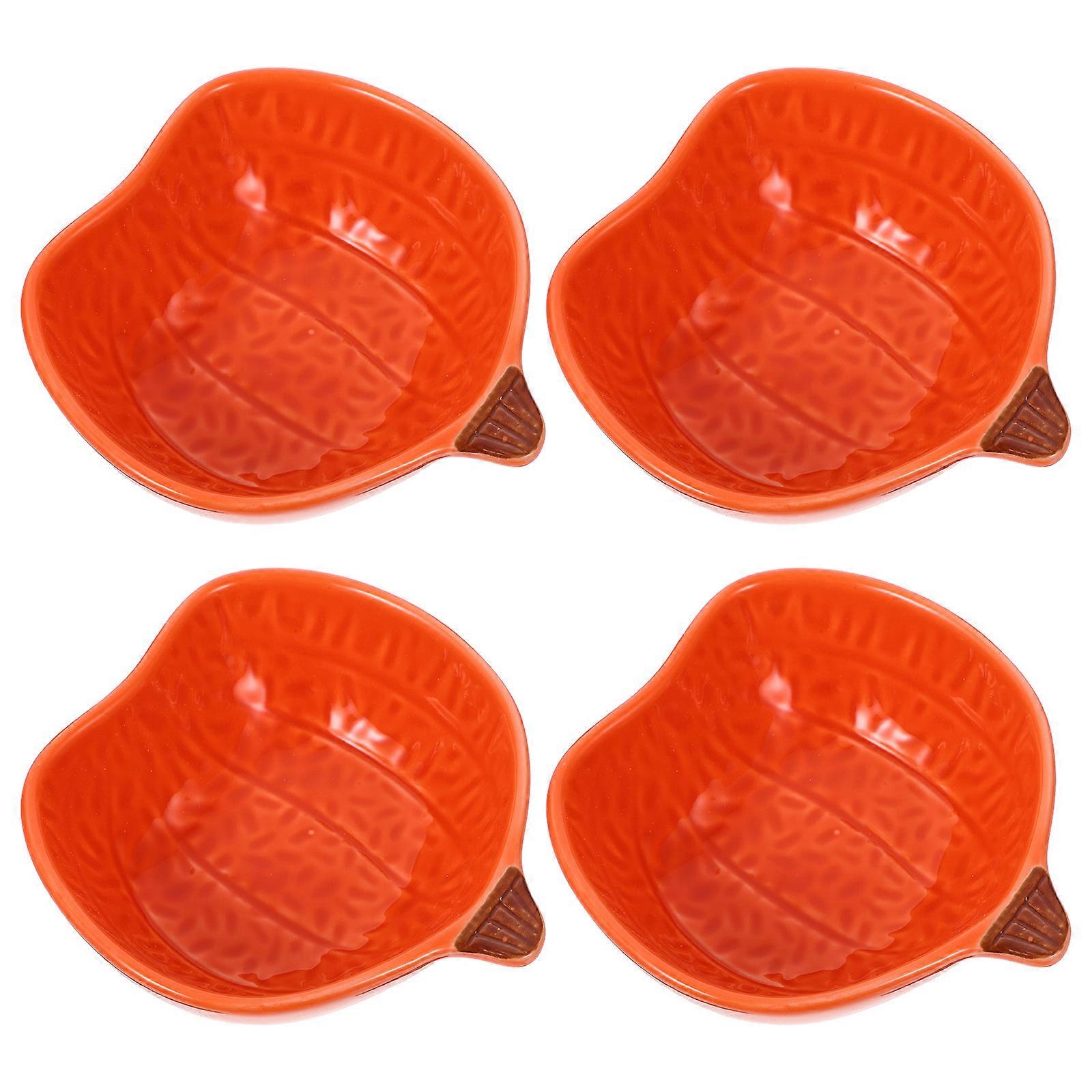 Orange Ceramic Sauce Plates for Storage Use 4Pcs Set