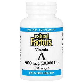 Natural Factors, Vitamin A, 3000 mcg (10,000 IU), 180 Softgels