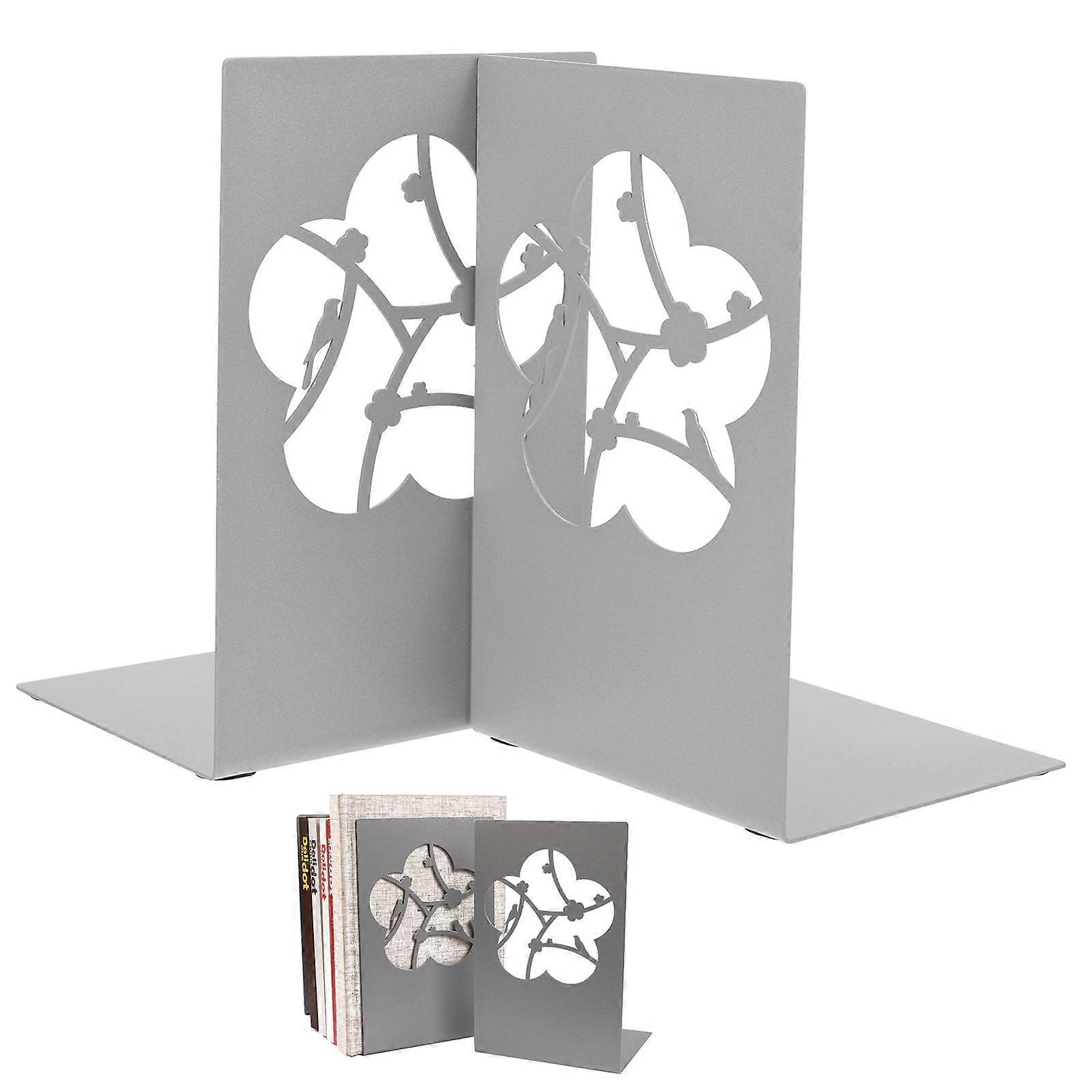 Desktop Tidiness 2Pcs Rectangular Book Ends For Students Professionals Books Documents Grey Non-Deformable