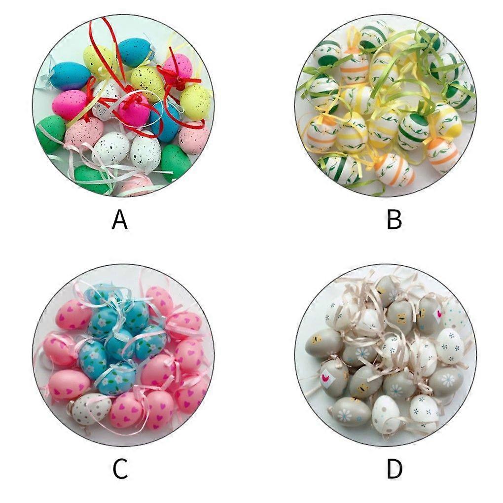 18 Easter Egg Plastic Realistic Eggshell Decorative Pendants Toy Party Props