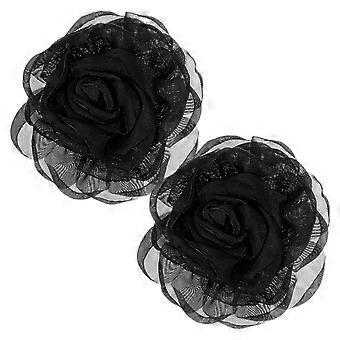 1 paire de pinces à chaussures en dentelle rose : boucle de chaussure amovible en fleur de rose - boucles de sandale florale en dentelle - accessoires élégants à talons hauts