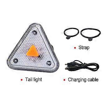 Wit / rood usb opladen fiets achterlicht driehoek biycle achterlicht 5 modi fietsen waarschuwingslampje voor nacht veiligheid rijden